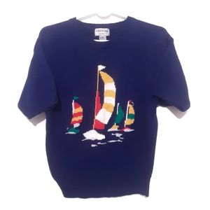 VNTG Nautical knit top short sleeve NWOT